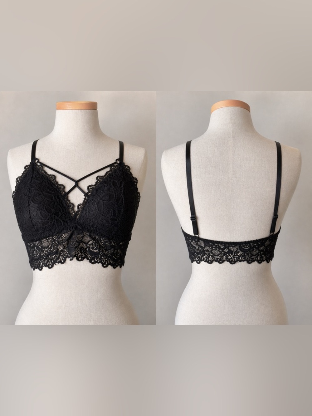 Lace Crisscross Bralette - Black 🩷